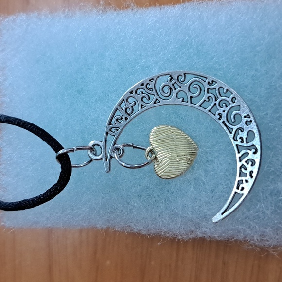 Crescent Moon Heart Necklace - Picture 5 of 5